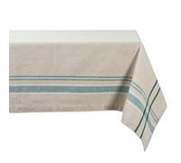 DII French Stripe Tabletop Collection Farmhouse Style Dining Table Linen Tablecloth, 60x84, Taupe/Teal