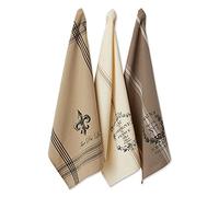 DII French Style Tabletop Kitchen Collection, Dishtowel Set, 18x28, Assorted French Grain, 3 Piece
