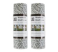 DII Fridge & Shelf Liner Collection Non-Adhesive, Cut to fit, Machine Washable, 12x20, Gray Abstract Leaf, 2 Piece