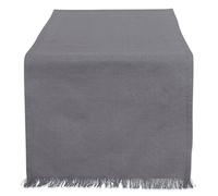 DII Fringed Solid Tabletop, Cotton, Grey, Table Runner, 14x72