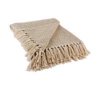 DII Fringed Stripe Tabletop, Cotton, Stone, 50x60