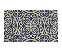 DII Geometric Mat, Coir, Blue Tunisia Scroll, 1'5" x 2'5" (Rectangular)