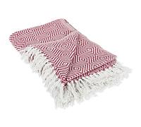 DII Geometric X-Diamond Woven Throw, Cotton, Barn Red, 50x60