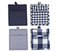DII Gingham Check Kitchen Collection, Navy, Potholder Set