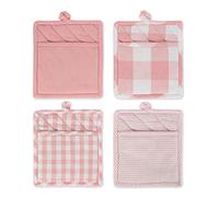 DII Gingham Check Kitchen Collection, Pink, Potholder Set
