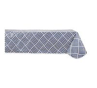 DII Grid Pattern, Tablecloth, Peva with 100% Polyester Flannel Backing, Navy, 102" x 60" (Rectangular)