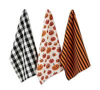 DII Halloween Kitchen Collection Printed Tea Towel Set, Cotton, Pumpkin Faces, 18 x 28 cm