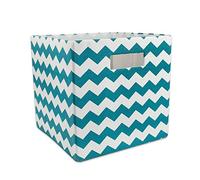 DII Hard Sided Collapsible Fabric Storage Container for Nursery, Offices, & Home Organization, (13x13x13) - Chevron Teal