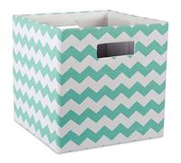 DII Hard Sided Collapsible Fabric Storage Container for Nursery, Offices, & Home Organization, (13x13x13) - Chevron Aqua