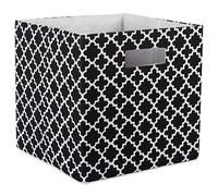 DII Hard Sided Collapsible Fabric Storage Container for Nursery, Offices, & Home Organization, (13x13x13") - Lattice Black