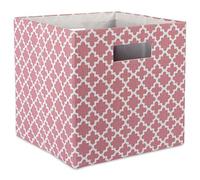 DII Hard Sided Collapsible Fabric Storage Container for Nursery, Offices, & Home Organization, (13x13x13") - Lattice Rose