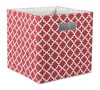 DII Hard Sided Collapsible Fabric Storage Container for Nursery, Offices, & Home Organization, (13x13x13) - Lattice Rust