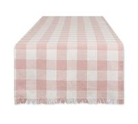 DII Heavyweight Fringed Check Tabletop Collection, Table Runner, 14x72, Pale Mauve