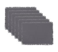 DII HEAVYWEIGHT FRINGED MT SOLID S/6 GRAY, Cotton, Placemat