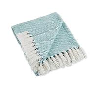 DII Herringbone Striped Collection Cotton Throw Blanket, 50x60, Aqua