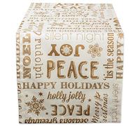 DII Metallic Fabric Kitchen Décor, Cotton, Gold Holiday Collage, 108" x 14" (Rectangular)