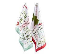 DII Holiday Kitchen Towel Set, Christmas Tea Towels for Baking, Cooking & Entertaining 18x28, Holiday Sayings, 2 Piece