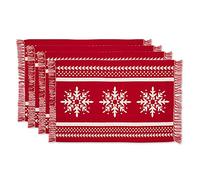 DII Holiday Nordic Dining Kitchen & Table Décor Collection, Christmas Placemat Set, 13x19, Jacquard Stripe Snowflake, 4 Piece