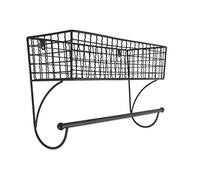 DII Home Traditions Rustic Metal Wall Mount Shelf, Black, Large Towel Bar