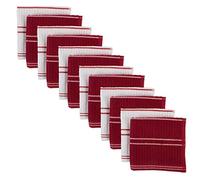 DII J & M Home Fashions 12Pk Ribbed Terry Dishcloth Red