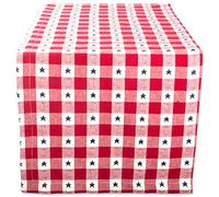 DII July 4th Party, Summer BBQ and Outdoor Picnics, Star Check, Table Runner 14x108