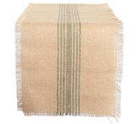 DII Jute Burlap Collection Kitchen Tabletop, Table Runner, 14x72, Middle Stripe Artichoke
