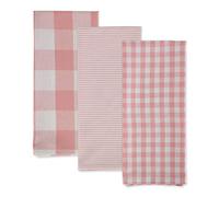 DII Kitchen Collection, 100% Cotton, Pink & White, Dishtowel S/3
