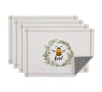 DII Kitchen Collection, Cotton, Bee Kind Gingham, Reversible Placemat Set, 13x19