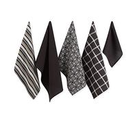 DII Kitchen Set, Cotton, Black, Dishtowel, 18x28 Dishcloth, 13x13