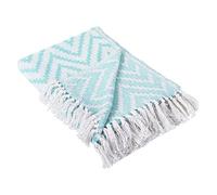 DII Large Chevron Woven Throw, Cotton, Aqua, 50x60