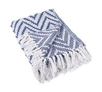 DII Large Chevron Woven Throw, Cotton, Nautical Blue, 50x60