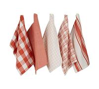 DII Large Woven Cotton Tea Dish Towels Set, Vintage Red, 18x28