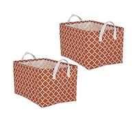 DII Laundry Storage Collection, PE Coated Collapsible Bin with Handles, Cinnamon Lattice, Extra-Large Set, 12.5x17.5x10.5