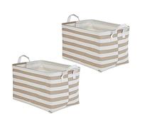 DII Laundry Storage Collection, PE Coated Collapsible Bin with Handles, Stone Stripe, Extra-Large Set, 12.5x17.5x10.5
