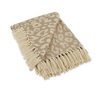 DII Leopard Woven Throw, Cotton, Tan with White Spots, 50x60