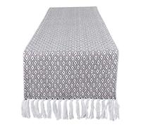 DII Mini Diamond Braided Table Runner, Cotton, Grey, 15 x 72 inches
