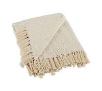 DII Modern Zig Zag Throw Blanket Woven Cotton, Hand-Knotted 2.5" Fringe, 50x60, Natural