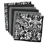 DII Multi-Purpose Microfiber, Black Damask, Dishcloth Set