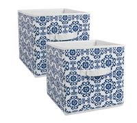 DII Non Woven Polyester, Scroll Storage Bin, Small, Nautical Blue