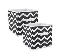DII Non Woven Polyester Storage Bin, Chevron, Black, Small Set of 2