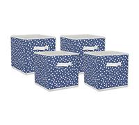 DII Non Woven Storage Collection Polka Dot Collapsible Bin, French Blue & White, Large Set, 11x11x11" Cube, 4 Piece