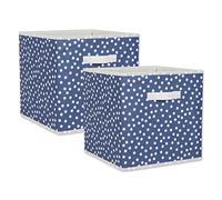 DII Non Woven Storage Collection Polka Dot Collapsible Bin, French Blue & White, Small Set, 13x13x13" Cube, 2 Piece