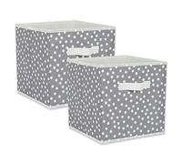 DII Non Woven Storage Collection Polka Dot Collapsible Bin, Gray & White, Small Set, 11x11x11" Cube, 2 Piece