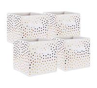 DII Non Woven Storage Collection Polka Dot Collapsible Bin Small Set, 11x11x11 Cube, White with Gold Dots, 4 Piece
