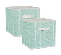 DII Non Woven Storage Collection Polyester Herringbone Bin, Small Set, 11x11x11 Cube, Aqua, 2 Piece