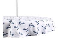 DII Outdoor Tablecloth, Seats 4 to 6 People Anchor Print, 60" Round w/Zipper