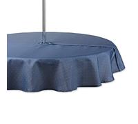 DII Outdoor Tabletop Collection Tonal Lattice, Zipper Tablecloth, 60" Round, French Blue