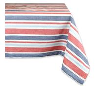 DII Patriotic Stripes 4th of July Tabletop Collection, Tablecloth, 60x120, Red, White, and Blue Band