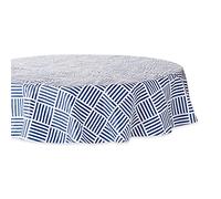 DII Pattern, Flannel Backed Tablecloth, Navy Grid, 70 Inches Round