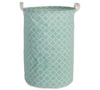 DII PE Coated Collapsible Bin, Cotton Blend, Aqua Lattice, Laundry Hamper, 13.5x13.5x20